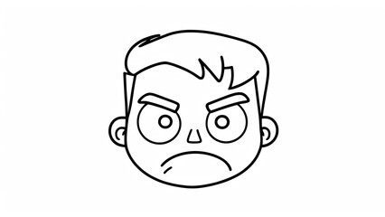 Outline of the face of an angry child, logo on a white background