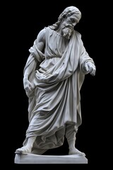 Ancient marble sculpture against a black background