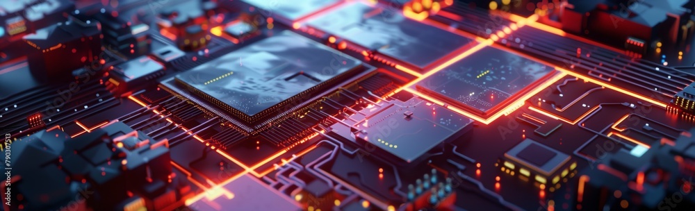Aufkleber In the image, you can see the processor, which has a complex structure and high speed of data processing. Wide banner