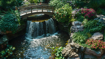 Elegant garden waterfall