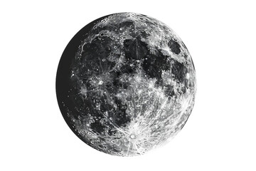 Luminous Dance of Night: Enchanting Black and White Portrayal of the Moon. On Transparent Background.