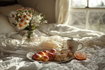 Breakfast on bed (AI Generated) 