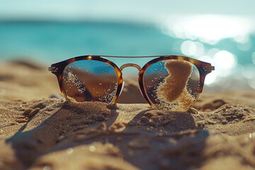 Sunglasses on the beach (AI Generated) 