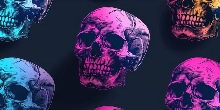 Colorful Array of Diverse Skulls