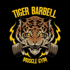 the tiger barbell muscle gym vector