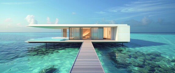 Floating House in the Middle of the Ocean