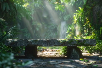 Stone Bench in Forest