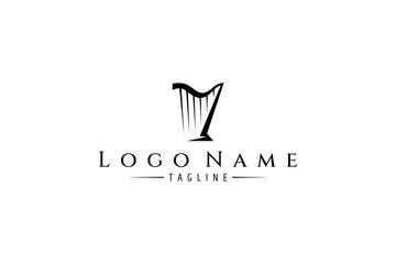 Minimalist harp or lyre logo vector icon