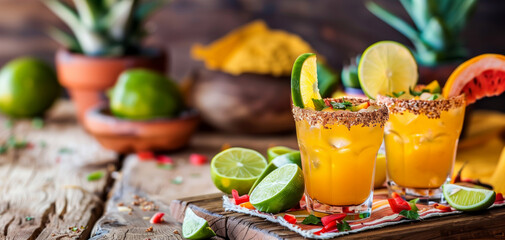 Beverages at the Cinco de Mayo festival are on the table.