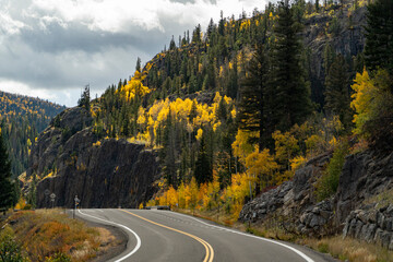 Fall color along a winding road
