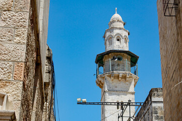 Minaret of Saladin Khanqah Mosque in Jerusalem