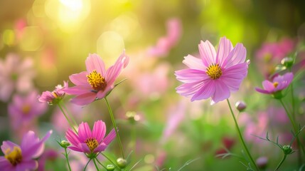 Obraz premium Beautiful cosmos flowers in the garden, , outdoor Chiangmai Thailand