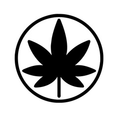 Cannabis leaf icon vector graphics element silhouette birds sign symbol illustration on a Transparent Background