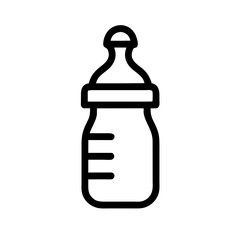 Baby milk bottle icon vector graphics element silhouette sign symbol illustration on a Transparent Background