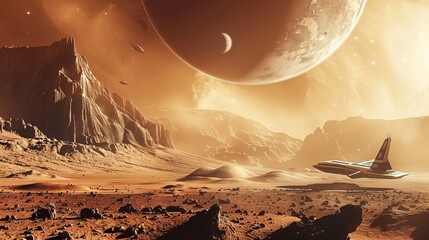 Space exploration is expanding beyond the Moon and Mars. Scientists are researching further into our solar system and studying the potential of habitable planets. - obrazy, fototapety, plakaty