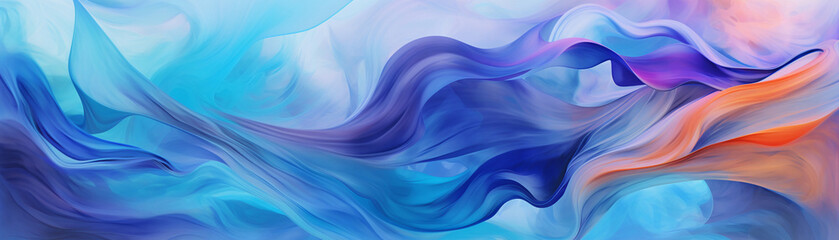 Bright swirling waves on abstract backdrop, panoramic view, intense hues, fluid motion effect - obrazy, fototapety, plakaty