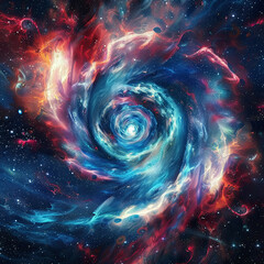 Luminous Galaxy Dance: Vibrant Optical Illusion - Space Background"