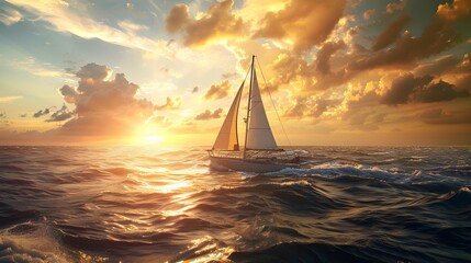 SAIL BOAT IN THE OCEAN WALLPAPER BACKGROUND