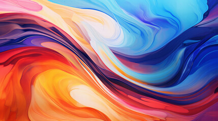 Abstract flowing background with colorful swirls and waves - obrazy, fototapety, plakaty