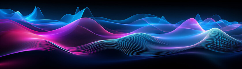 Concept art of futuristic energy waves in a hightech environment, neon colors, symbolizing advanced communication technologies - obrazy, fototapety, plakaty