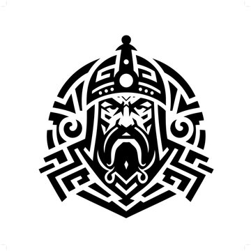 recommend clip art: genghis khan in modern tribal tattoo, abstract line art of people, minimalist contour. Vector
