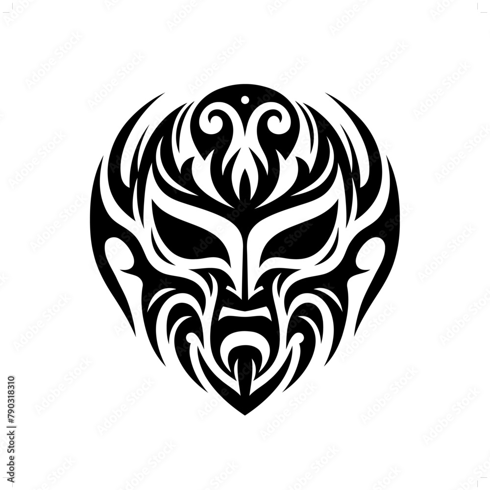 Wall mural lucha libre in modern tribal tattoo, abstract line art of people, minimalist contour. Vector