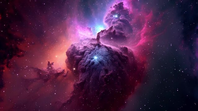 Flying In Orion space Nebula 4K is motion footage for scientific films and cinematic in space. Also good background for scene and titles, logos., Loop animation
