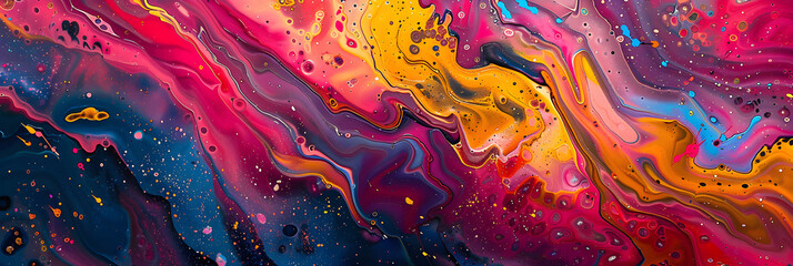 Abstract Symphony of Colors and Techniques: Bold Brush strokes and Intriguing Textures