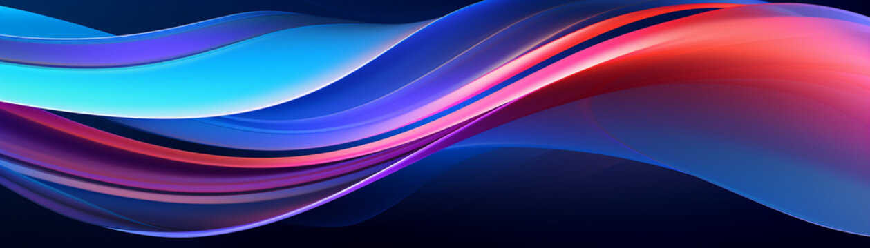 Dynamic abstract with curving neon waves, birda  seye perspective, smooth surface, intense palette