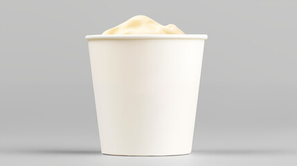 White ice cream cup mock up front view on grey background