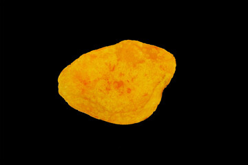 potato chips isolated on a black background