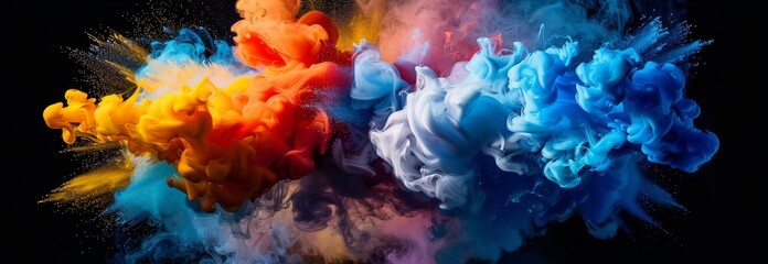 Obraz na płótnie Canvas Burst of Colored Powder on Black Background