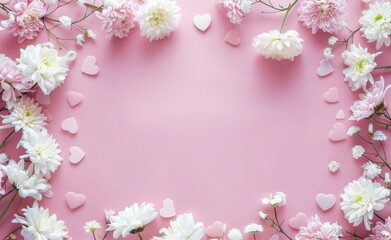 Pink Background With White and Pink Flowers