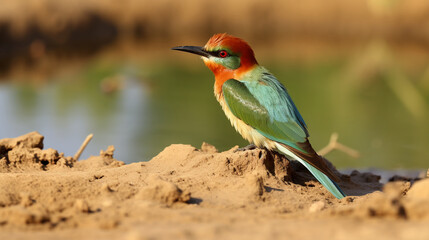 A colorful lilac-breasted roller bird perched on a branch