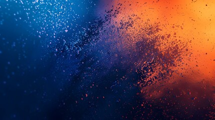 Blue and orange abstract background with water droplets and blurred bokeh