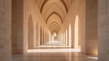 Architectural Beauty: Long Hallway With Arches and Columns