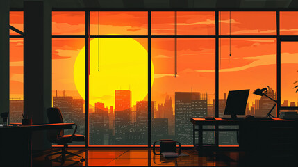 Office Sunset flat style