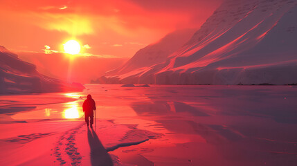Red icy sunset
