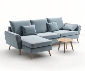 Blue Couch Beside Wooden Table