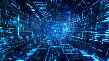 Cyber technology Background with blue