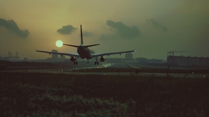Fototapeta premium airplane attempting landin