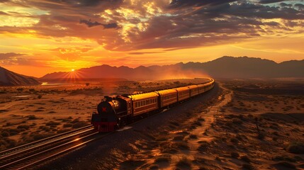 TRAIN IN THE DESERT WALLPAPER BACKGROUND