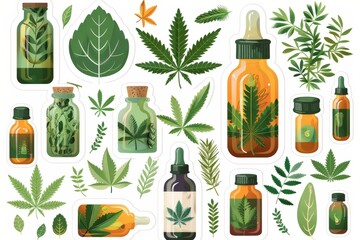 Benefits and Uses of Medical Hemp and CBD: From Sustainable Cultivation to Holistic Health Care with Cannabigerol and Mint - obrazy, fototapety, plakaty