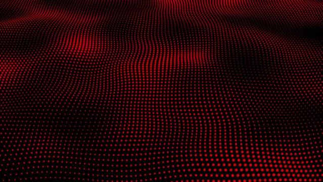 Abstract and technology red dots wave background. Dot pattern with halftone effect. Technology background with red color digital grunge dot background animation