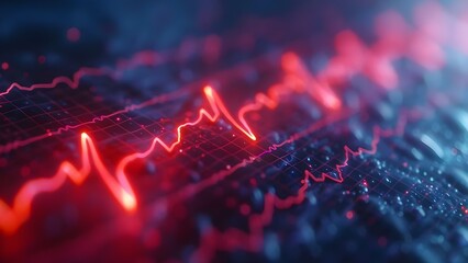 Pulsing Rhythms: Heartbeat Waveforms on a Digital Display. Concept Heart Health, Medical Technology, Data Visualization, Cardiology, Health Monitoring