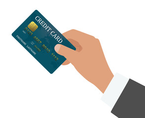 Hand hold credit card. vector illustration