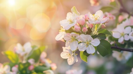 Fototapeta na wymiar Beautiful spring natural background with apple tree flowers, generated with AI