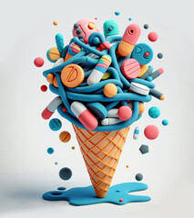  ice cream cone with pills - 790329105