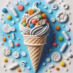  ice cream cone with pills - 790329127