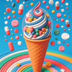  ice cream cone with pills - 790329136